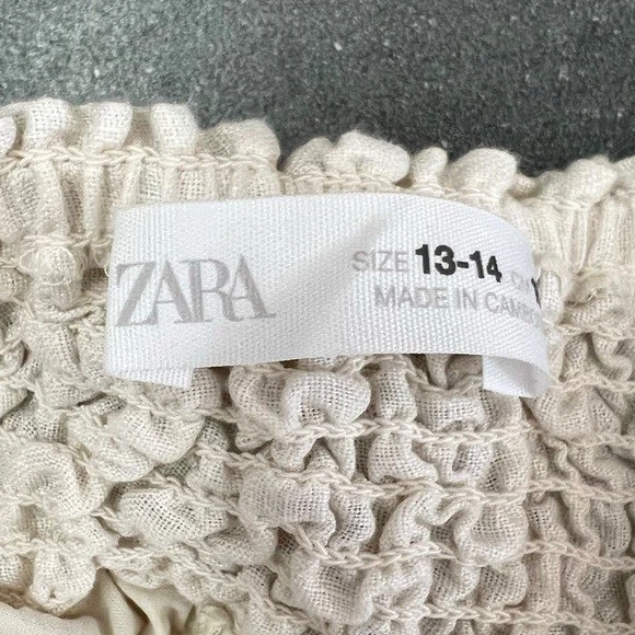 Falda corta bailarina crema 100 % lino con volantes en capas Zara niños 13 14 Foto 3 de 4