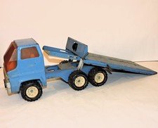 VTG Tonka Pressed Steel Flatbed Truck w/winch Ramp Hoist 1970s 17 Works