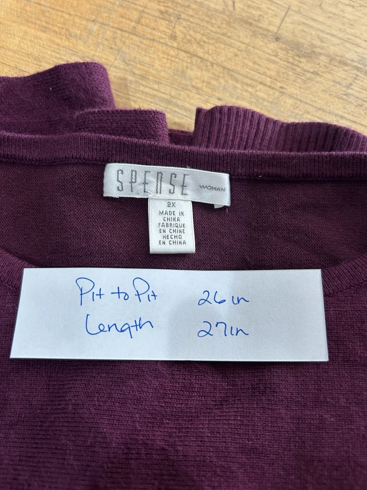 Suéter Spense Mujer 2X Rojo Merlot Oscuro Púrpura Cuentas Estrella Inteligente Informal Carrera Foto 2 de 4