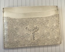 Goyard Leather Monogram Pocket Card Holder, Unisex, White/Grey