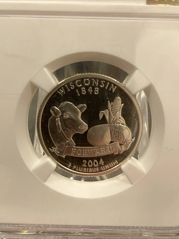 2004 S Wisconsin Quarter Proof Silver 25c Coin NGC PF 69 Ultra Cameo PR69 - Image 2 of 4