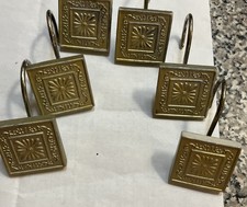 Rustic Gold Tone Floral Or Scroll Design Bathroom Shower Curtain Hooks 12pk