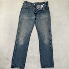 VTG Levi's 501 Jeans Mens 30x32 Blue Straight Button Fly Denim Light Wash READ