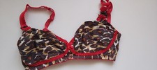 AGENT PROVOCATEUR VINTAGE RED LEOPARD CUPID BRA 32DD & SMALL BOTTOMS COLLECTOR'S