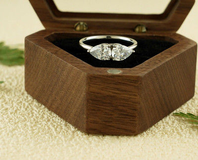 2 kt Birnenschliff Lab Grown Dimond Toi Et Moi Verlobungsring Massiv 14 K...
