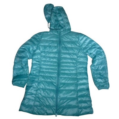 Uniqlo Ultra Light Down Hooded Puffer Jacket Teal Blue Womens Plus Size 3XL 4XL