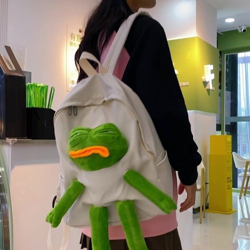 Mochila de muñeca de peluche Sad Frog 2025 divertida linda bolsa de gran capacidad - Imagen 20 de 31