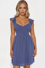 NWT Fashion Nova Saylor Smocked Mini Dress Denim Blue Large