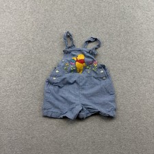 Vintage 90s Winnie The Pooh Denim Chambray ShortAlls Romper Unisex Kids Size 2t