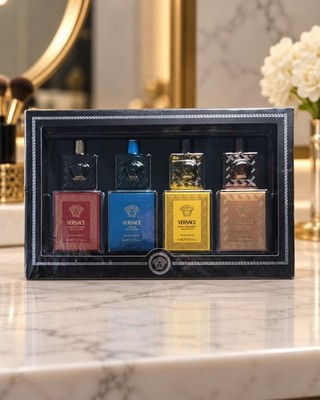 Versace Eros Men Mini Perfume Gift Set 4 Piece Box 5ml Najim Energy Flame NEW