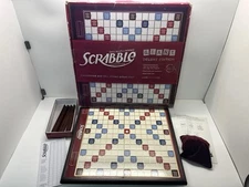 Scrabble Giant Deluxe Wooden Ed.  Rotating Wood Turntable Word Board Game In Box