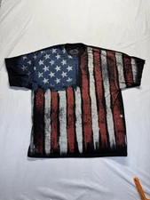 ODM USA FLAG STARS & STRIPES PATRIOTIC T-SHIRT 2XL Art Americana Graphic Tee