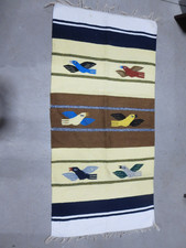 Navajo Mexican Bird Woven Wool Rug Tapestry Runner 26 x 56