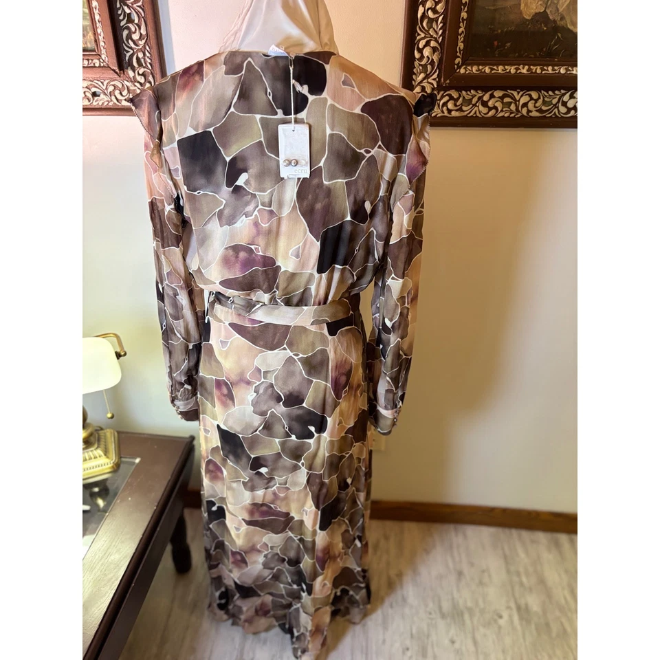 NUEVO CON ETIQUETAS $288 Vestido Maxi Ajustable Estampado Acuarela Desierto Crudo Talla M Foto 3 de 4