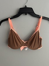 Aerie 34D Smoothez Bra Unlined Brown Trimmed Mesh Underwire Full Coverage EUC