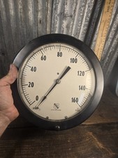 Vintage Ashcroft 10 Inch Usa Duplex Pressure Gauge Steampunk