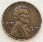 1957-D Circulated Lincoln Wheat Cent. A nice album slot filler.