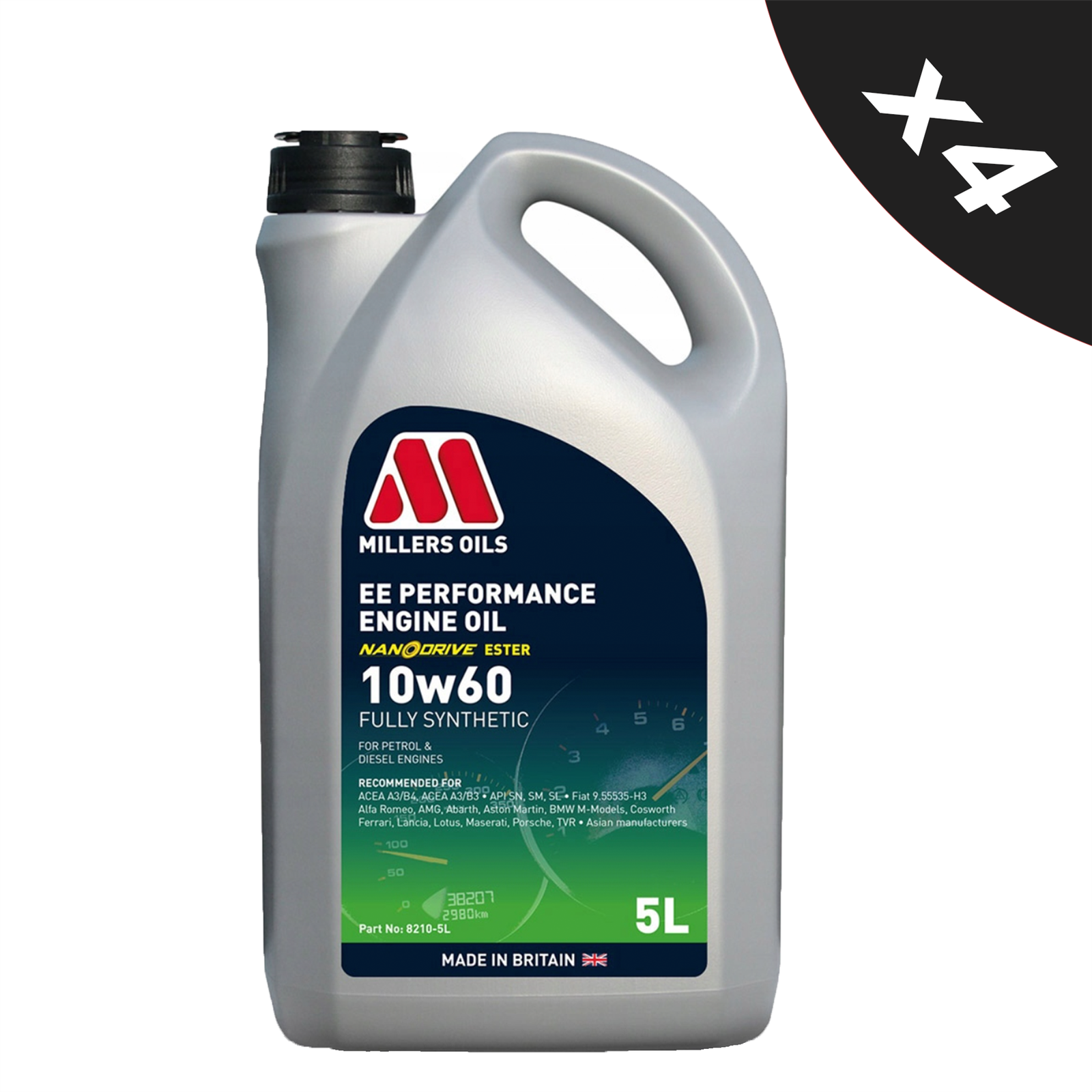 Millers Oils EE Performance 10W60 Fully Synthetic Engine Oil ACEA A3/B4 4x5L