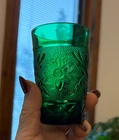 Vintage Anchor Hocking Sandwich Glass Emerald Green Juice Glasses 3.5” Set of 5
