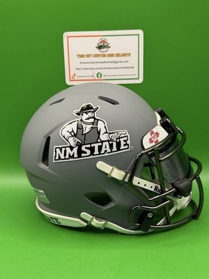 New Mexico State Aggies Custom Matte Gray Speed Mini Helmet METAL MASK & VISOR