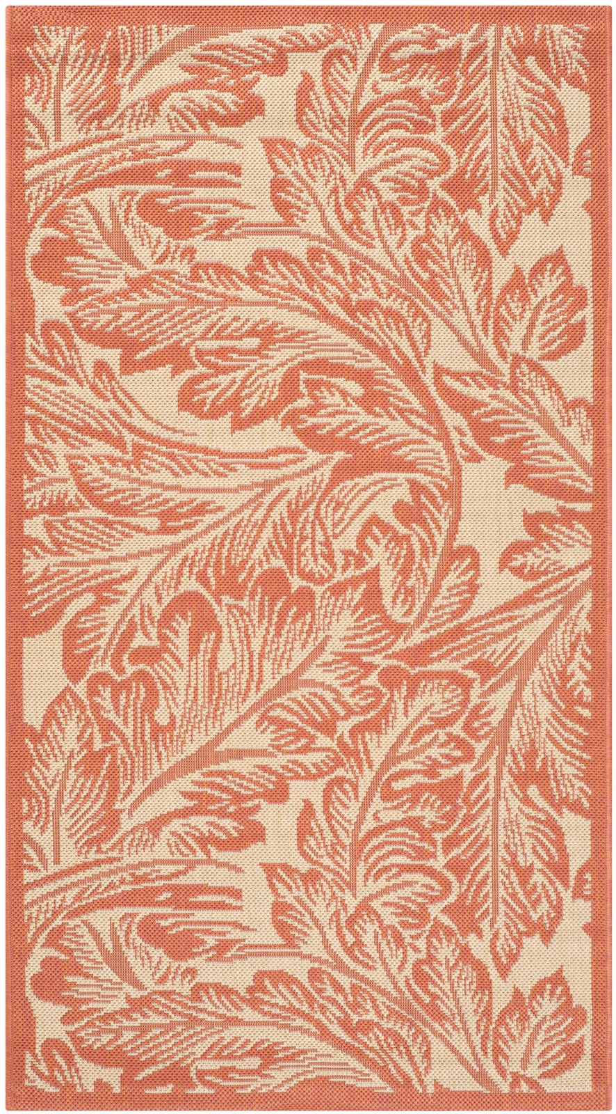 SAFAVIEH Courtyard Connie Floral Rug in Natural Terracotta 2x2 Indoor Outdoor