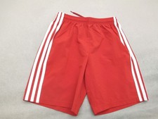 Adidas Size M 11-12y Boys Red Elastic Waist Drawstring Athletic Sport Shorts 579