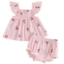 Baby Girl Summer Clothes Cute Ruffle Tops Dress Shorts Outfits Set Infant Shi...