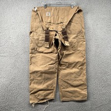 Vintage Carhartt Bib Overalls Mens 42x28 Beige Brown Duck Canvas Union Made USA