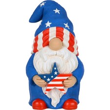 Garden Gnome - USA Patriotic Gnome Figurine - 9 Inch Tall Lawn Statue - for O...