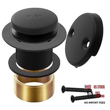 Bathtub Drain Tub Trim Set with Two-Hole Overflow Faceplate Matte Black Tip-Toe
