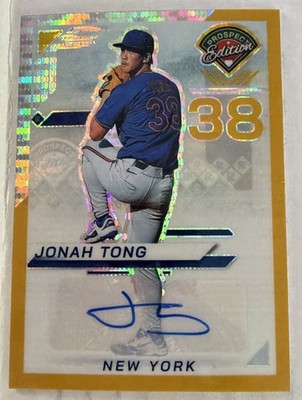 2025 Panini Prospect Edition Jonah Tong Gold Pulsar Auto Ser# d 5/10 SSP Mets