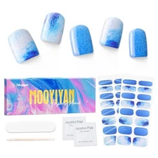 Semi Cured Gel Nail Stickers 32 PCS|Cat Eye/Frosted Gel Nail Strips|Compatible 