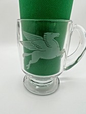 Vintage 1980s MOBIL OIL PEGASUS ETCHED GLASS BEER MUG Exxon ExxonMobil Standard
