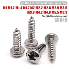 M1-M6.3 SUS304 Mini Micro Cross Phillips Pan Round Head Self-tapping Wood Screw