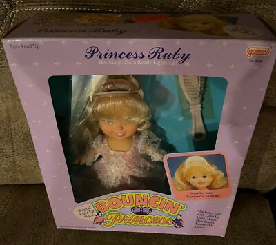1989 BOUNCING PRINCESS RUBY doll  Lewis Galoob Light Up Metallic Dress NIB