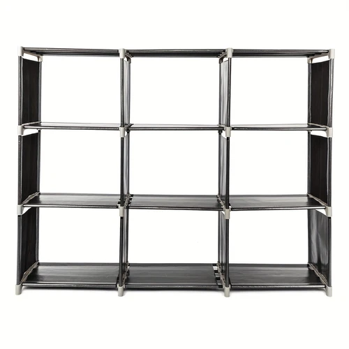 Multifunctional Assembled 3 Tiers 9 Compartments Storage Shelf Black - Picture 7 of 9