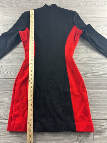 Nina Charles for Kasper dress black/Red wool blend sweater long sleeve size S - Picture 4 of 8