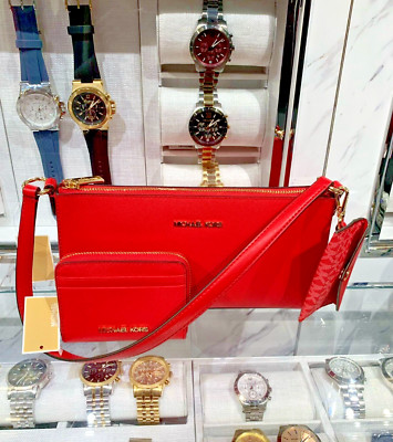 Michael Kors Vincent MD Pochette Leather Bag w/Attach Zip