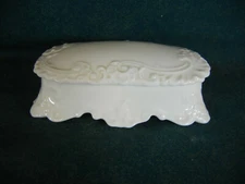 Spode White Bone China Lidded Rectangular Box Embossed Design