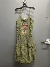 Womens Wonderly Green Floral Embroidered Dress Size Medium