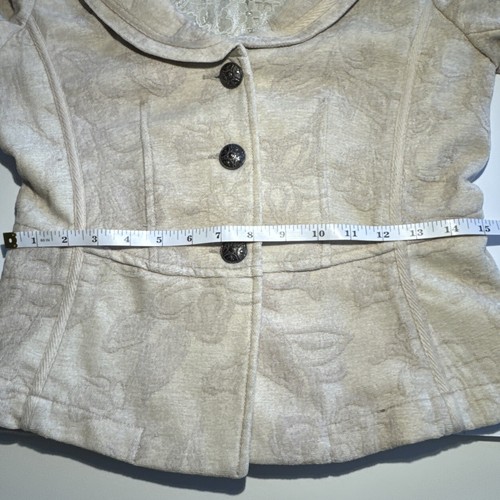 Kenar Jacket Ivory Jacquard Concho Buttons Darted Waist Western Boho Sz S - Picture 16 of 19