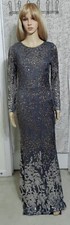 Xscape Gown Sequins Long Sleeve Dress  Size 6  Gray Coal NWT BEAUTIFUL