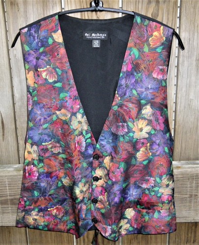 Gail MacKenzie VTG Designer Hand Marbled 100% Silk Vest  Art-to-Wear Boho  S