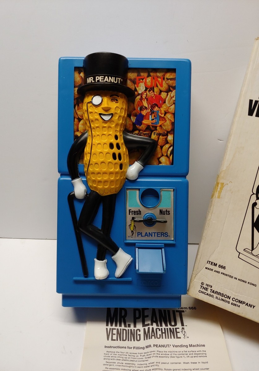 Mr Peanut Dispensor Coin Op Machine Vintage 1978 NOS Planters