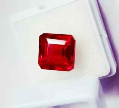Natural Red Shiny Ruby 14.25 Ct Asscher Cut Burmese EGL Certified Loose Gemstone