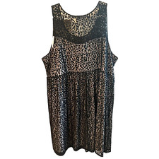 Lane Bryant NWT Black Nude Chiffon Overlay Leopard Print Dress Sleeveless Sz 28