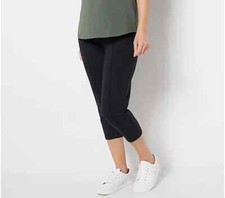 Denim  Co. Petite Active French Terry Crop Pant-Black-Petite Small A475901