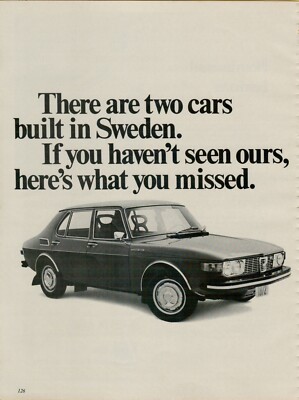 1972 Saab 99E 4-door Sedan Swedish Car Plus Spec Sheet Original Print Ad