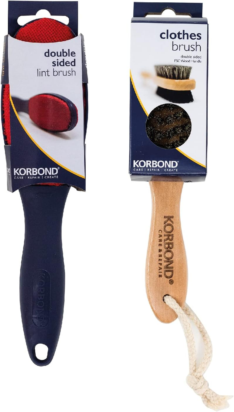 Korbond Lint Remover Garment Brush Set Wooden Handled Coat and Suit