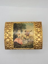 Florentia Jewelry Trinket Box - Italy - Wood Decoupage - Camel Back Top